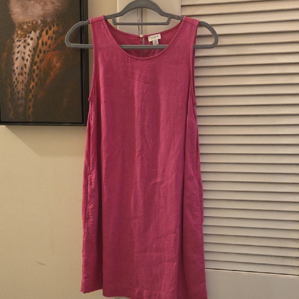 EUC XS J. Crew Vibrant Pink Linen Mini Shift Dress